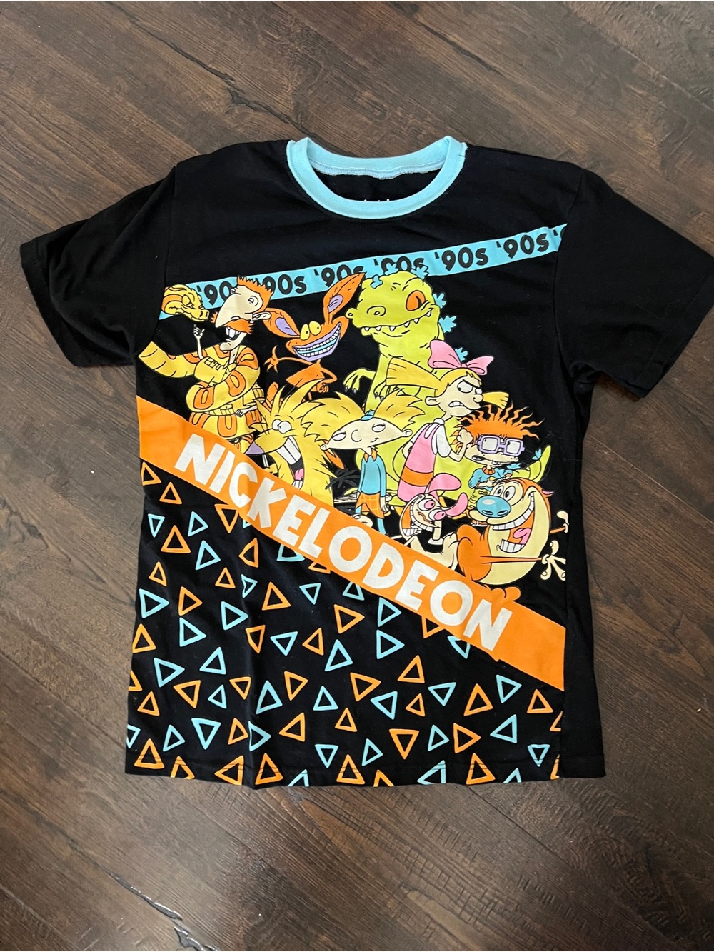 Nickelodeon Black Teal & Orange '90s Cartoon Graphic Tee